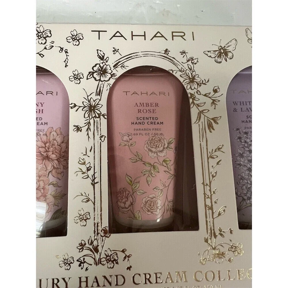 Tahari Hand Cream Gift Set 3pc Travel Size Peony Blush Amber Rose Sage